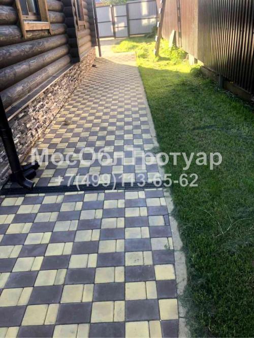 Укладка тротуарной плитки в Мытищинский район, деревня Пирогово - слайд 1
